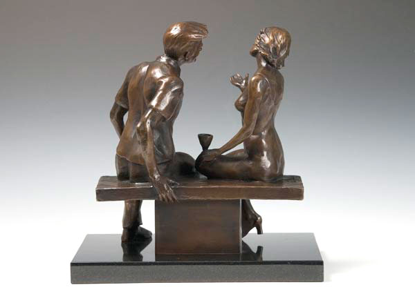 Engaging Conversation sculpture back view