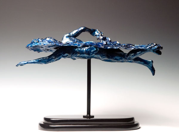 Free Spirit sculpture female swimmer back view