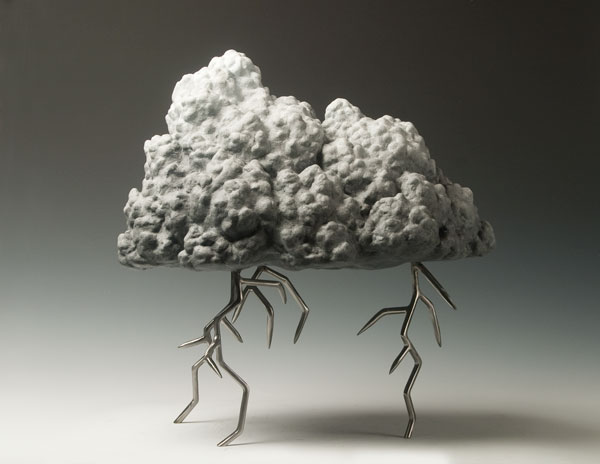 Thunderbolt bronze cloud sculpture front view